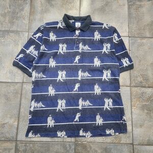 Vintage 90s Mareh Men's Large Golf All Over Print Graphic Preppy Polo Shirt